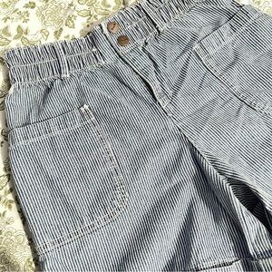 Cyrillus Blue and White Striped High Waist Shorts